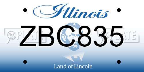 ZBC835 Illinois License Plate