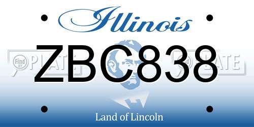 ZBC838 Illinois License Plate