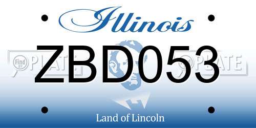 ZBD053 Illinois License Plate