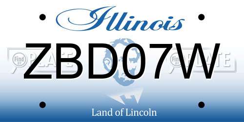 ZBD07W Illinois License Plate