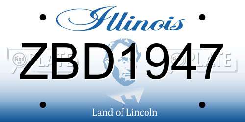 ZBD1947 Illinois License Plate