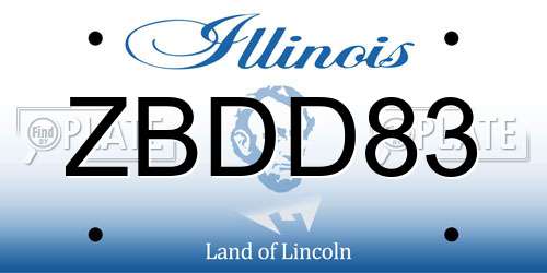 ZBDD83 Illinois License Plate