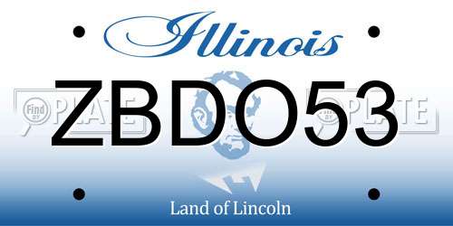 ZBDO53 Illinois License Plate