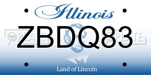 ZBDQ83 Illinois License Plate