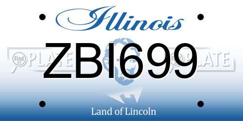 ZBI699 Illinois License Plate
