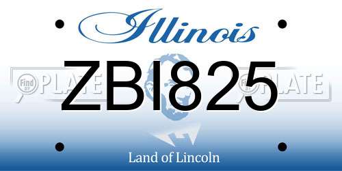 ZBI825 Illinois License Plate