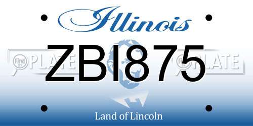ZBI875 Illinois License Plate