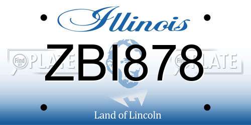 ZBI878 Illinois License Plate