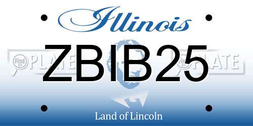 ZBIB25 Illinois License Plate