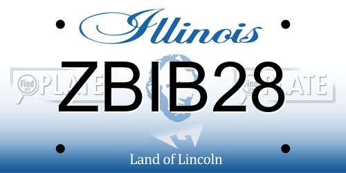 ZBIB28 Illinois License Plate