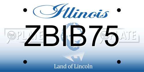 ZBIB75 Illinois License Plate