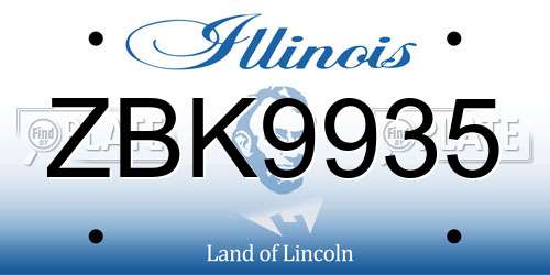 ZBK9935 Illinois License Plate