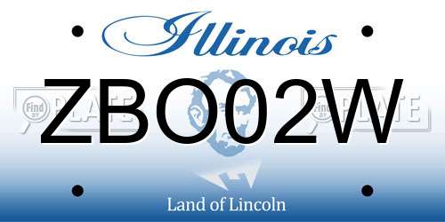 ZBO02W Illinois License Plate