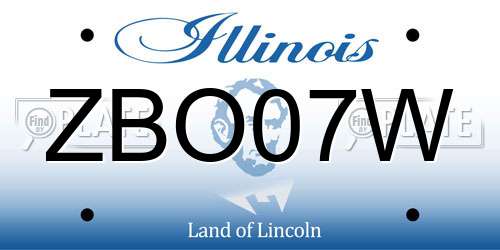 ZBO07W Illinois License Plate