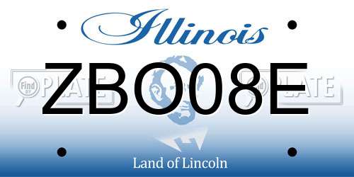 ZBO08E Illinois License Plate
