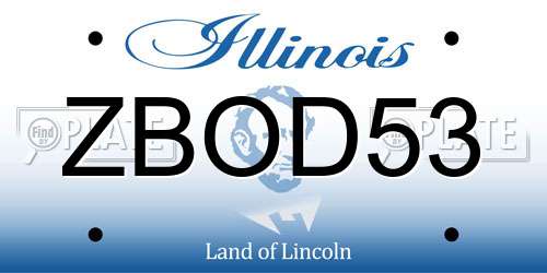 ZBOD53 Illinois License Plate