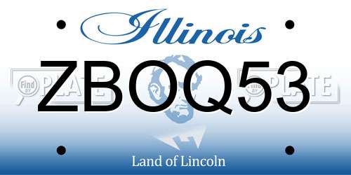 ZBOQ53 Illinois License Plate