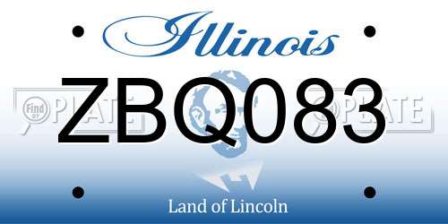 ZBQ083 Illinois License Plate