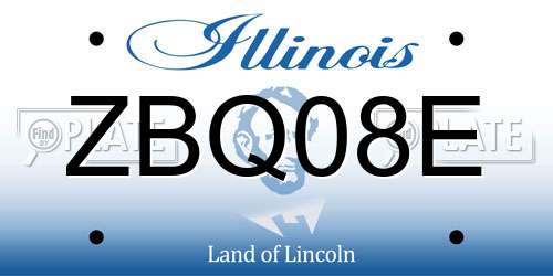 ZBQ08E Illinois License Plate