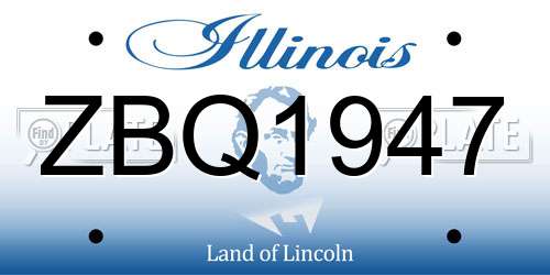 ZBQ1947 Illinois License Plate
