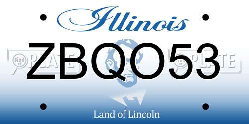 ZBQO53 Illinois License Plate