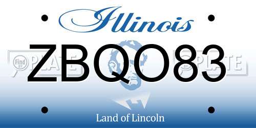 ZBQO83 Illinois License Plate