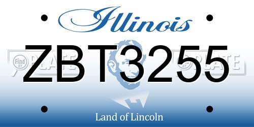ZBT3255 Illinois License Plate