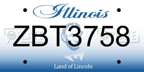 ZBT3758 Illinois License Plate