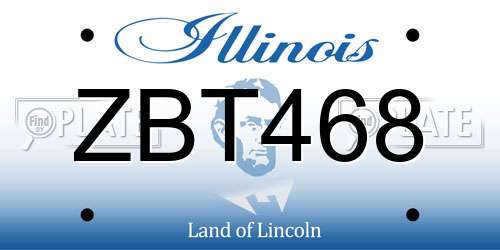 ZBT468 Illinois License Plate