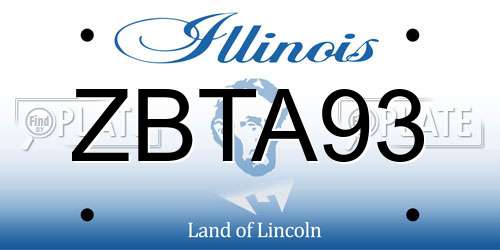 ZBTA93 Illinois License Plate