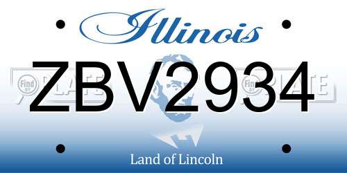ZBV2934 Illinois License Plate