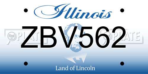 ZBV562 Illinois License Plate