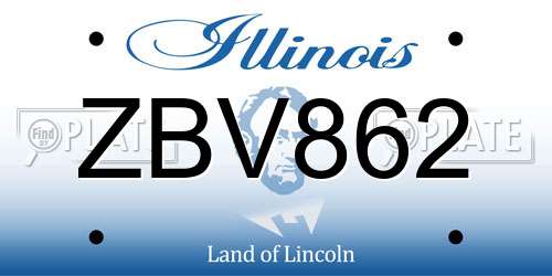 ZBV862 Illinois License Plate