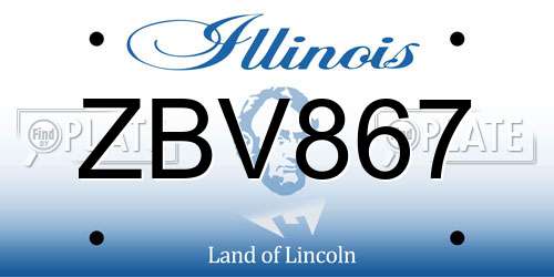 ZBV867 Illinois License Plate