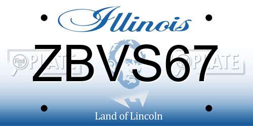 ZBVS67 Illinois License Plate