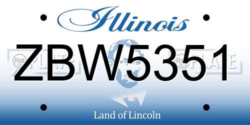 ZBW5351 Illinois License Plate