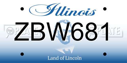 ZBW681 Illinois License Plate