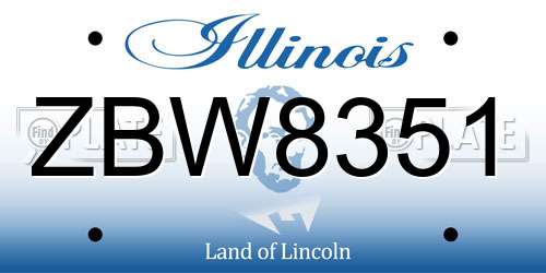 ZBW8351 Illinois License Plate