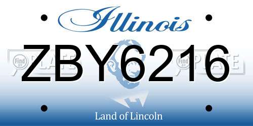 ZBY6216 Illinois License Plate