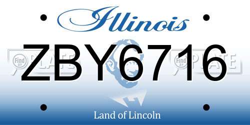 ZBY6716 Illinois License Plate