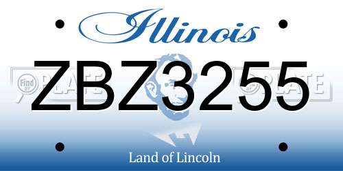 ZBZ3255 Illinois License Plate