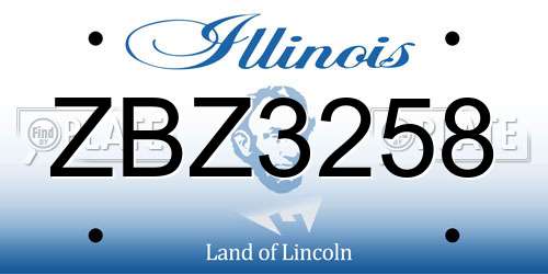 ZBZ3258 Illinois License Plate