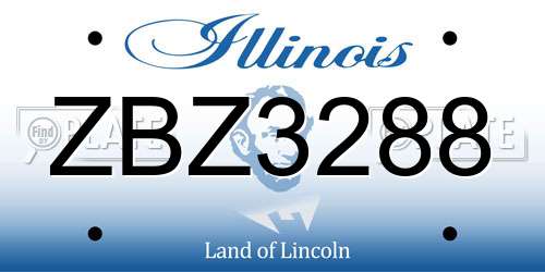 ZBZ3288 Illinois License Plate
