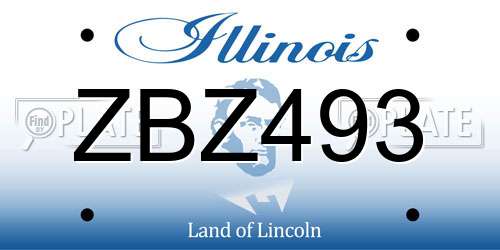ZBZ493 Illinois License Plate