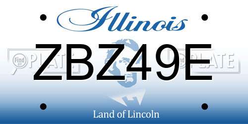 ZBZ49E Illinois License Plate