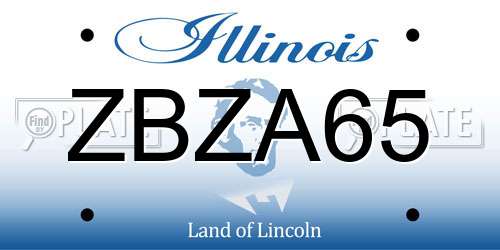 ZBZA65 Illinois License Plate
