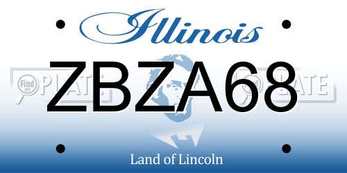 ZBZA68 Illinois License Plate
