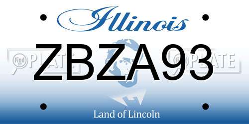 ZBZA93 Illinois License Plate