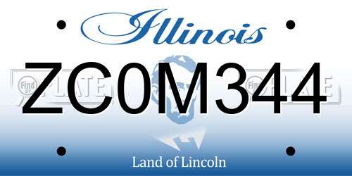 ZC0M344 Illinois License Plate