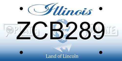 ZCB289 Illinois License Plate